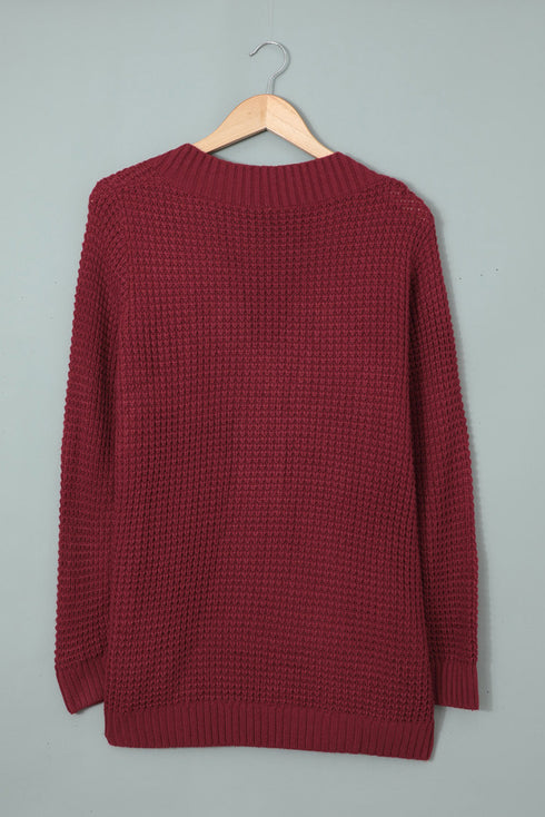 Pocket Knitted Solid Color Cardigan